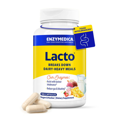Enzymedica Lacto—Advanced Lactase Pills for Dairy Support | 180 Capsules