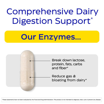 Enzymedica Lacto: Advanced Lactase Pills for Dairy Digestion, 90 Capsules