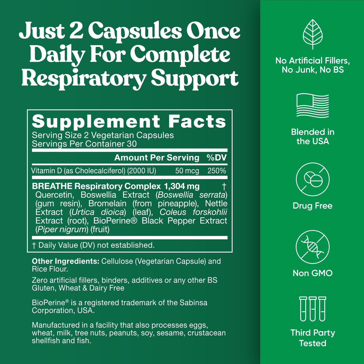 Eu Natural Breathe Inhaler Support – Sinus, Lungs & Bronchial Wellness | 60 Veg Soft Capsules