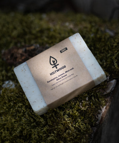 Eucalyptus Lemon Mint and Olive Stone Natural Soap Bar (With Grit) - HealVia LimitedHealVia LimitedEucalyptus Lemon Mint and Olive Stone Natural Soap Bar (With Grit)