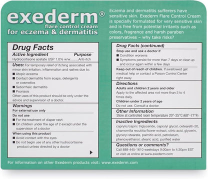 Exederm Flare Control Cream for Eczema & Dermatitis, 2oz