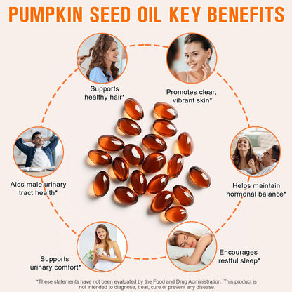FANSHI Pumpkin Seed Oil Capsules 1000mg with Saw Palmetto – 300 Softgels for Hair & Urinary Support | 2-in-1 Formula