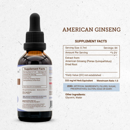 Secrets of the Tribe American Ginseng Tincture – Alcohol-Free, Farm-Grown 2 oz