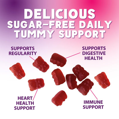 Prebiotic Fiber Gummies 4g - Sugar Free Gummy Fiber Supplement for Digestive Health & Regularity - Raspberry Flavor | Plant-Based, Non-GMO, Gluten Free - 60 Gummies