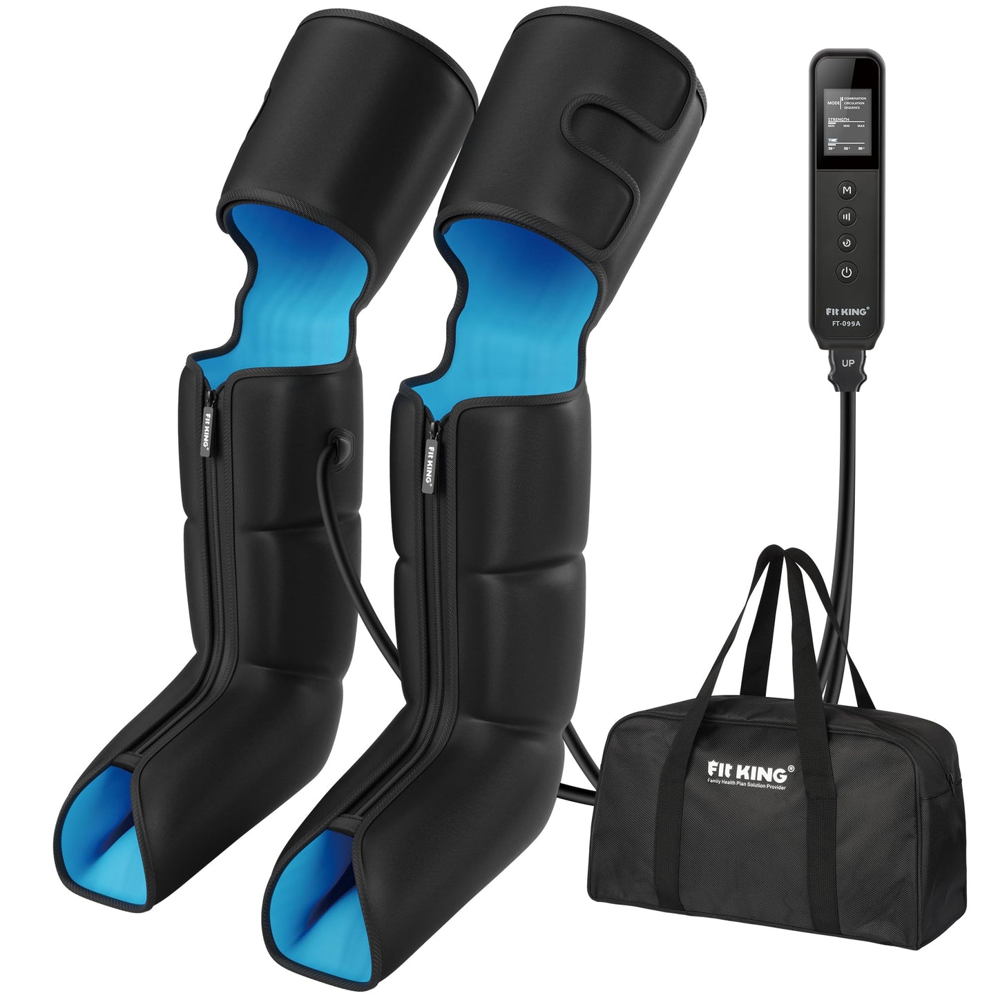 FIT KING Air Compression Leg & Foot Boots Massager – Circulation, Edema Support, 3 Modes