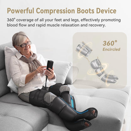 FIT KING Rechargeable Leg & Foot Massager – Cordless Air Compression, 3 Modes, 10 Intensities, 5 Timers