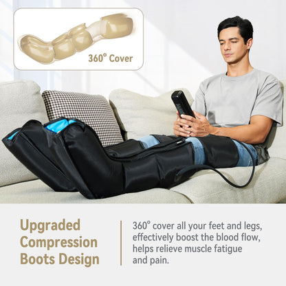 FIT KING Air Compression Leg & Foot Boots Massager – Circulation, Edema Support, 3 Modes