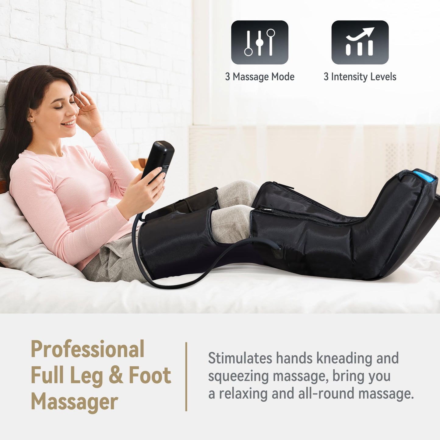 FIT KING Air Compression Leg & Foot Boots Massager – Circulation, Edema Support, 3 Modes