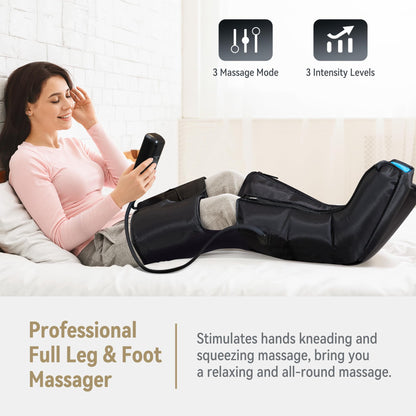 FIT KING Air Compression Leg & Foot Boots Massager – Circulation, Edema Support, 3 Modes