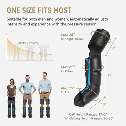 FIT KING Rechargeable Leg & Foot Massager – Cordless Air Compression, 3 Modes, 10 Intensities, 5 Timers