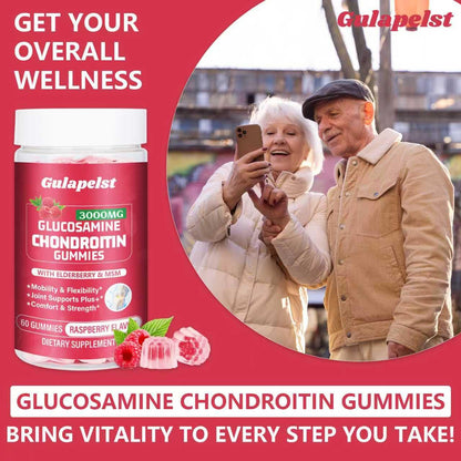 1 Pack 3000MG Glucosamine Chondroitin Gummies – Extra Strength Joint Health, MSM & Elderberry | 60 Gummies