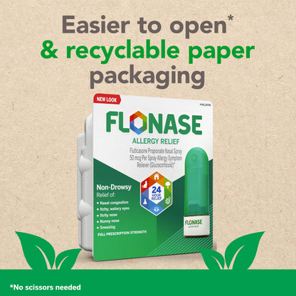Flonase Allergy Relief Nasal Spray — 24-Hour Non-Drowsy, 144 Sprays per Bottle (Pack of 2) for Fall & Seasonal Allergies