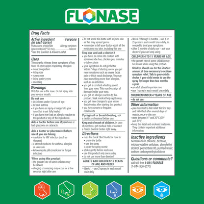 Flonase Allergy Relief Nasal Spray — 24-Hour Non-Drowsy, 144 Sprays per Bottle (Pack of 2) for Fall & Seasonal Allergies