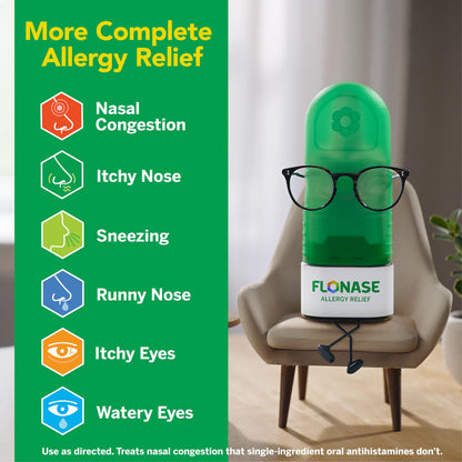 Flonase Allergy Relief Nasal Spray — 24-Hour Non-Drowsy, 144 Sprays per Bottle (Pack of 2) for Fall & Seasonal Allergies