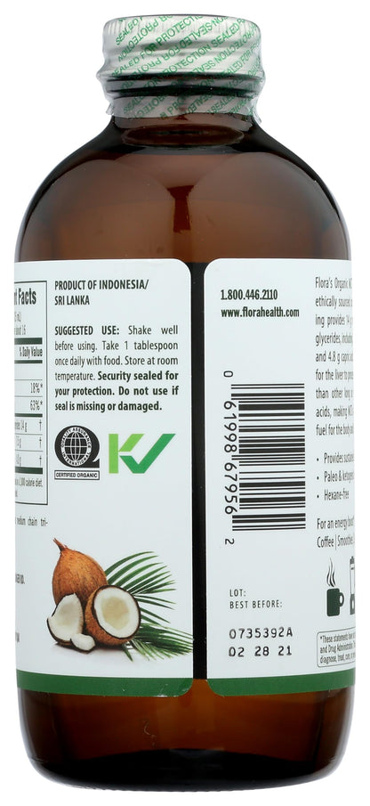 Flora MCT Oil Certified Organic – Brain Health & Muscle Energy | C8/C10 | 8.5 oz Glass Bottle