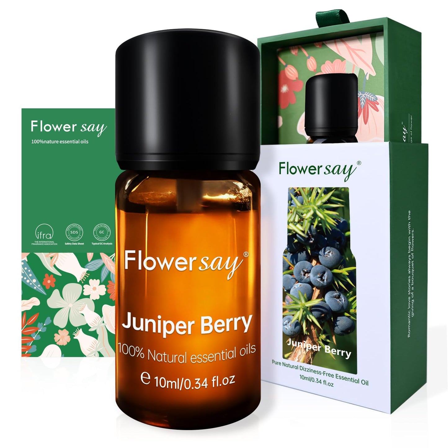 FLOWERSAY Juniper Berries Essential Oil 0.34oz - 100% Pure & Therapeutic Grade