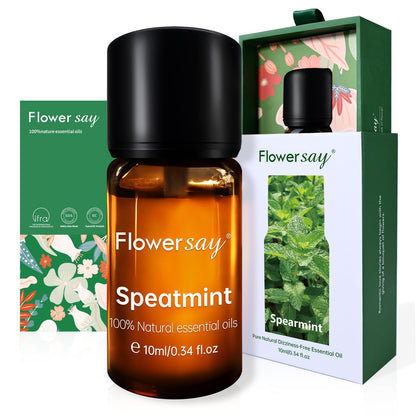 FLOWERSAY Spearmint Essential Oil 0.34oz – 100% Pure Therapeutic Grade