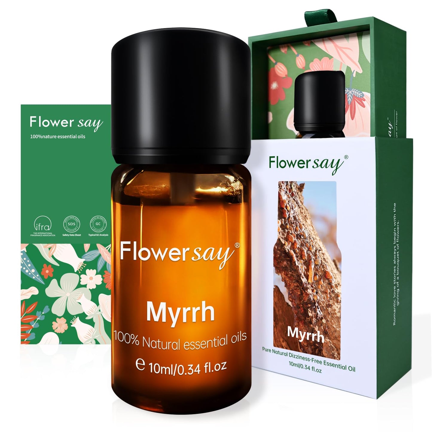 FLOWERSAY Myrrh Essential Oil 0.34Oz | 100% Pure, MAX Undiluted Therapeutic Grade