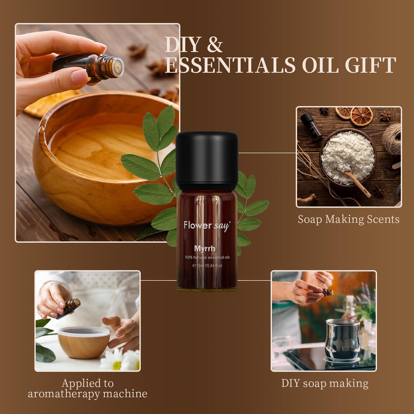 FLOWERSAY Myrrh Essential Oil 0.34Oz | 100% Pure, MAX Undiluted Therapeutic Grade