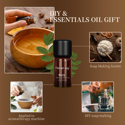 FLOWERSAY Myrrh Essential Oil 0.34Oz | 100% Pure, MAX Undiluted Therapeutic Grade