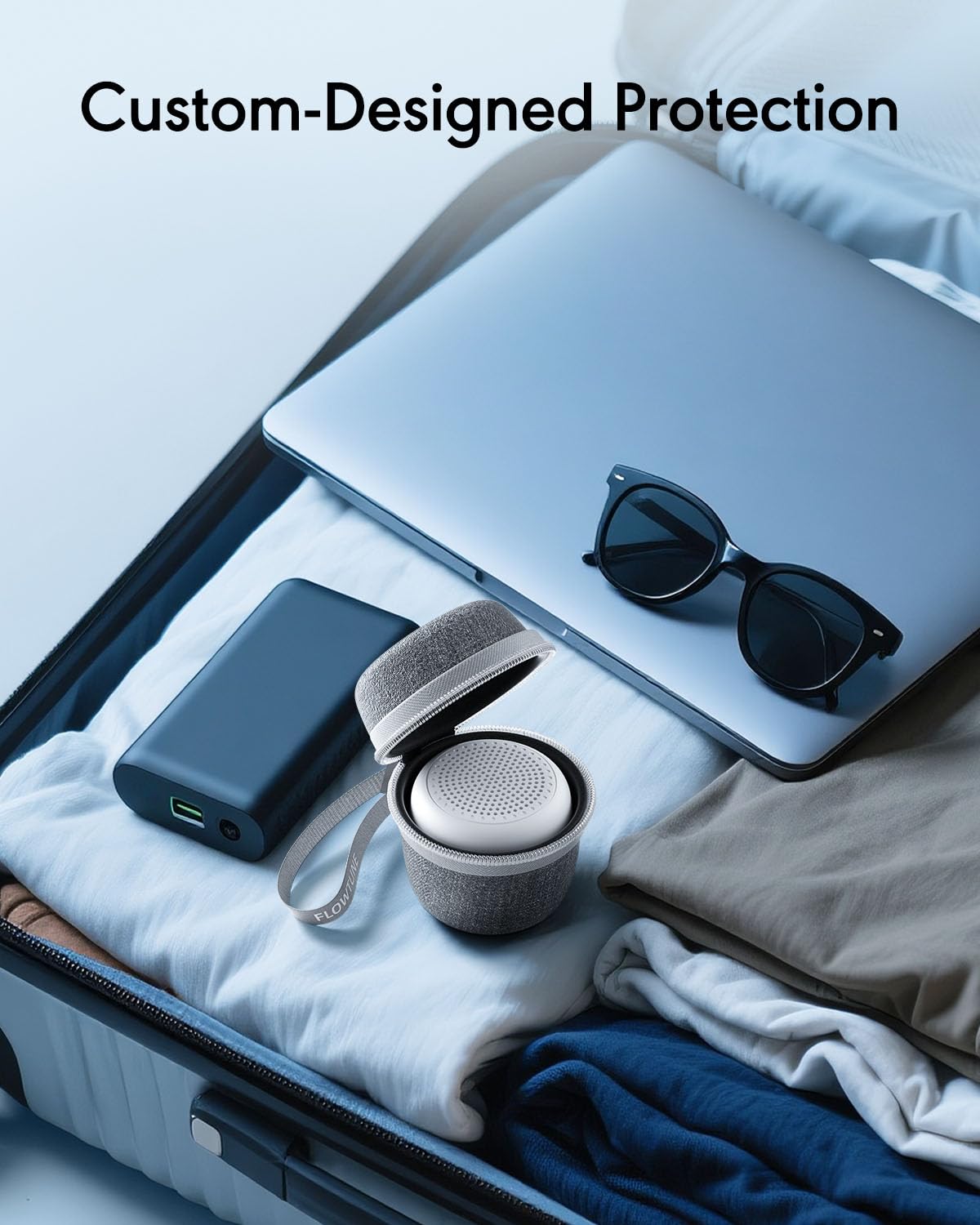 FLOWTUNE Mini Travel Case — Crush-Resistant, Custom-Fit Case for Portable White Noise Machine (Case Only)