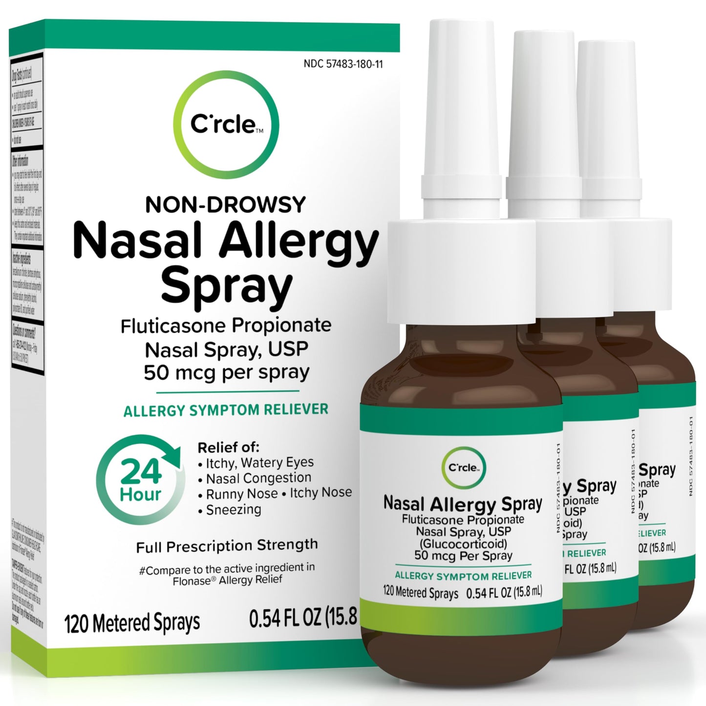 FlutiCare Fluticasone Nasal Spray – 24-Hour Non-Drowsy Allergy Relief, 50 mcg, 3 Month Supply