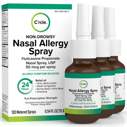 FlutiCare Fluticasone Nasal Spray – 24-Hour Non-Drowsy Allergy Relief, 50 mcg, 3 Month Supply