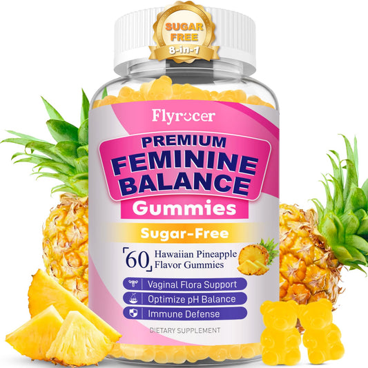 Flyrocer Feminine Balance Gummies – PH Balance & Vaginal Flora Support (60 Count) – Vegan