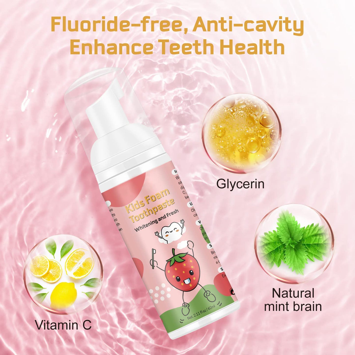Kids Foam Toothpaste with Low Fluoride for U-Shape Electric Toothbrush (3+)