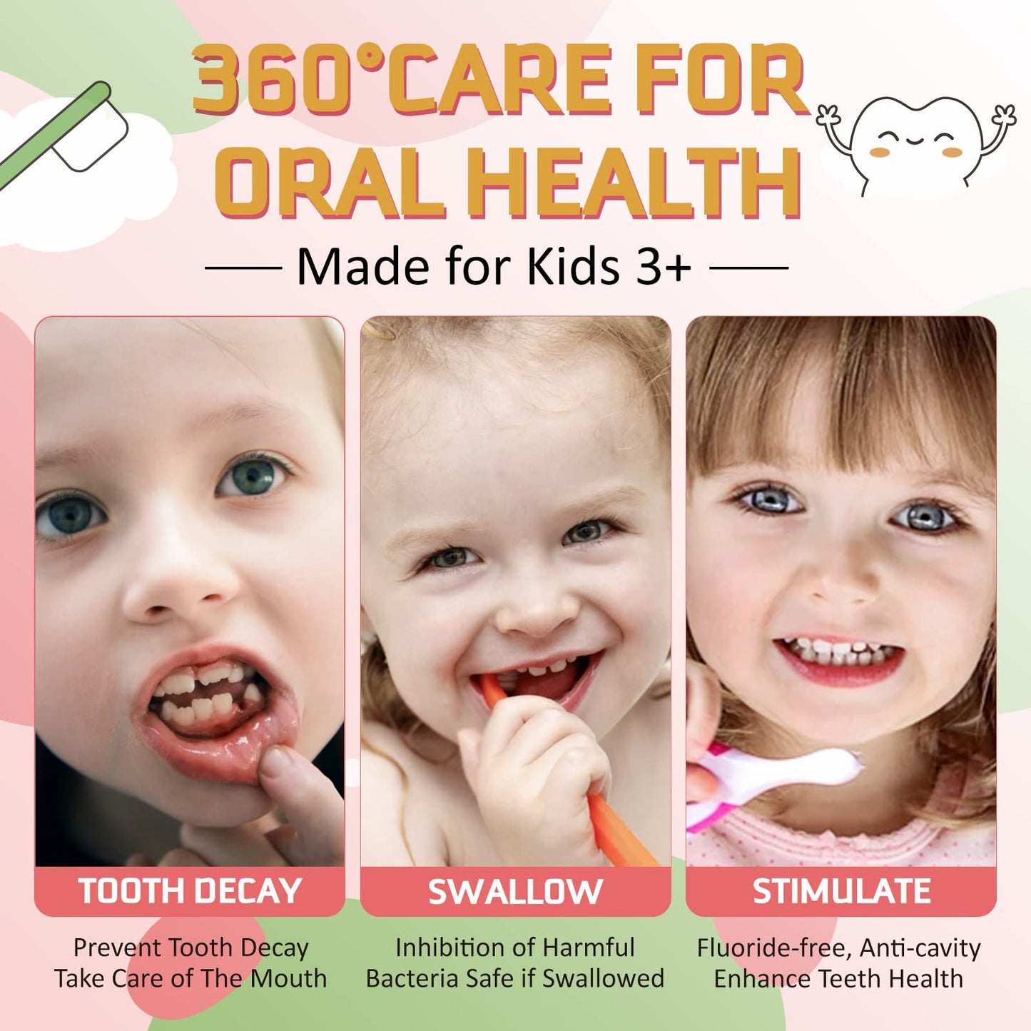 Kids Foam Toothpaste 2-Pack for U-Shaped Electric Toothbrushes – Strawberry & Watermelon