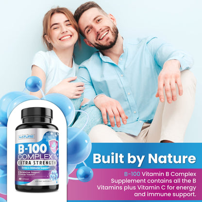 Vitamin B Complex + Vitamin C - Immune, Energy & Metabolism Support | 60 Caps | Vegan
