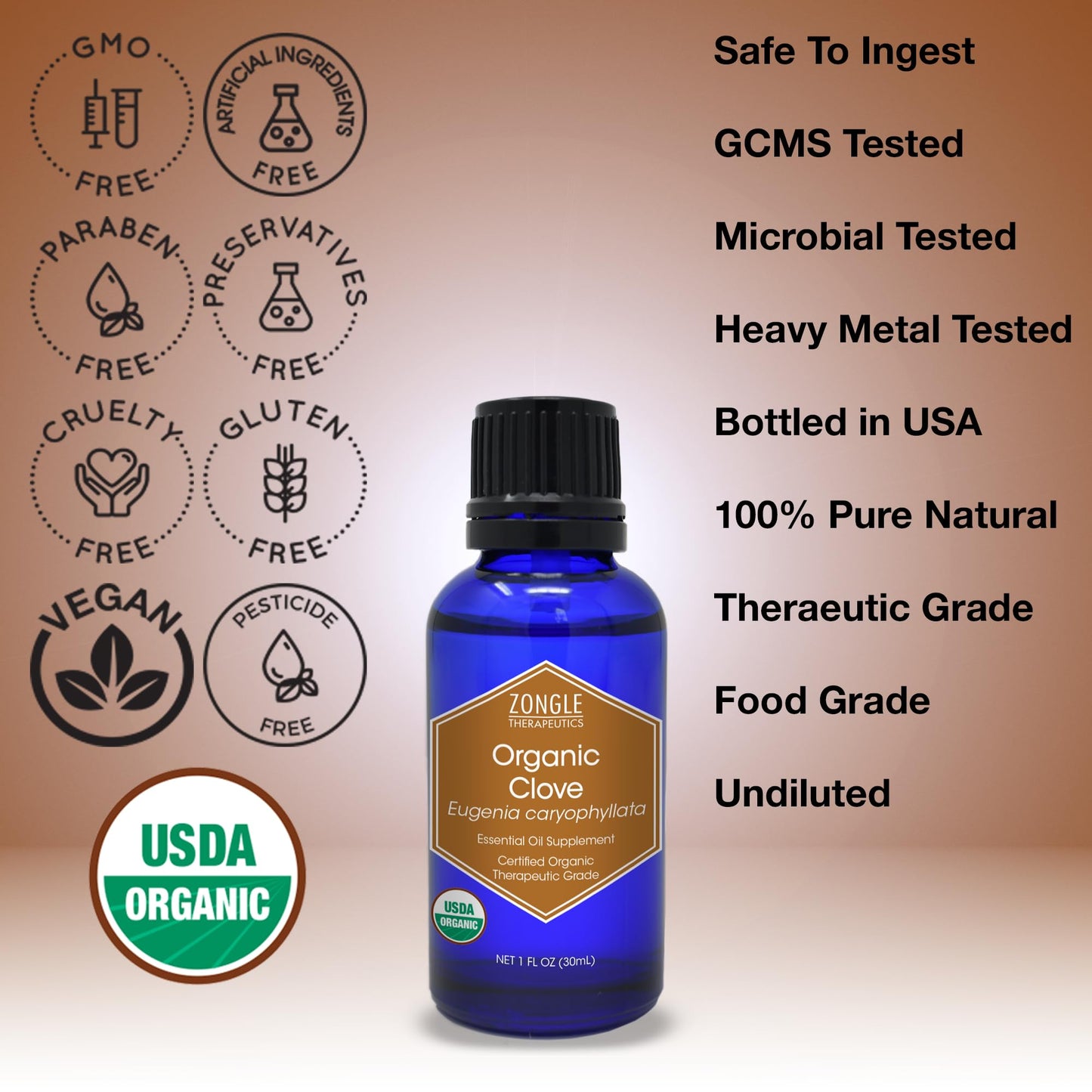 Organic Clove Oil – Food Grade for Teeth & Gums (1 OZ) | Zongle Therapeutics