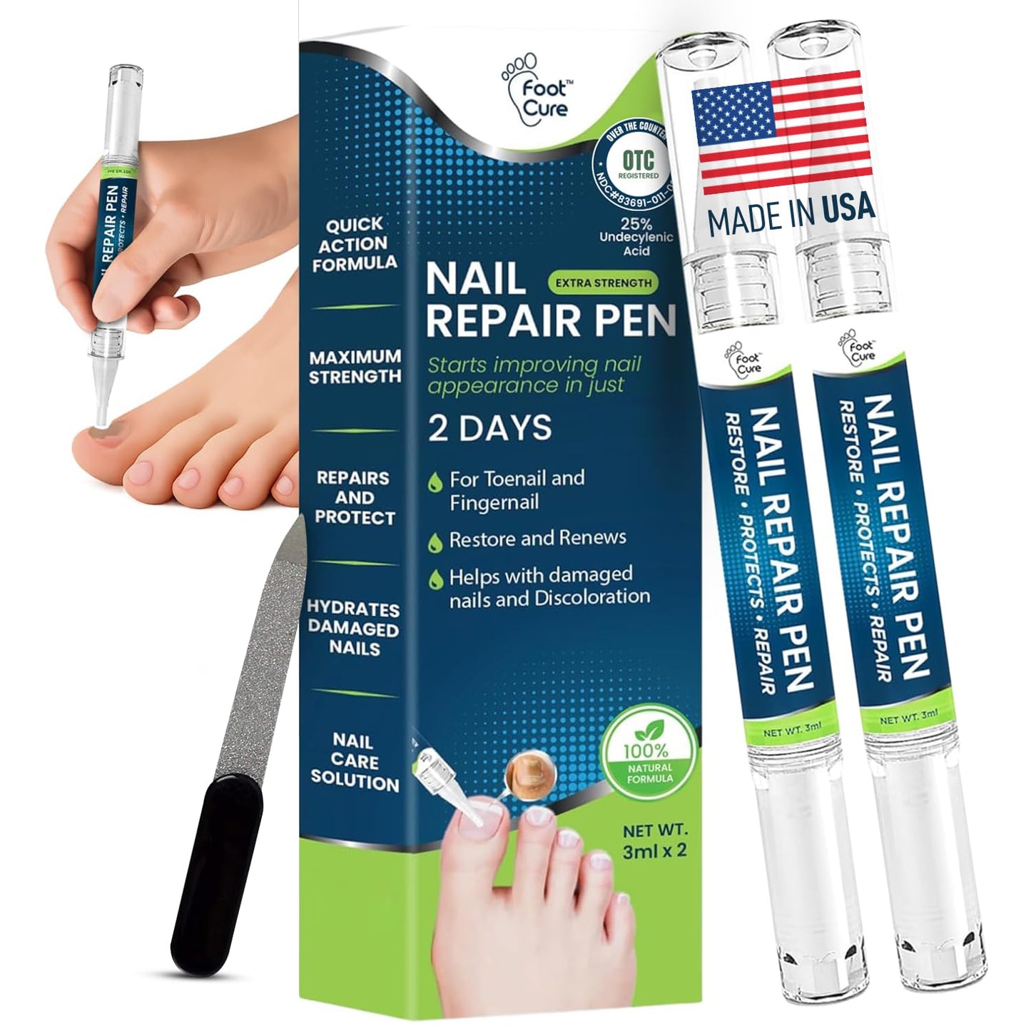 Foot Cure Nail Repair Pen – Extra Strength Toenail Fungus Treatment (USA Made)