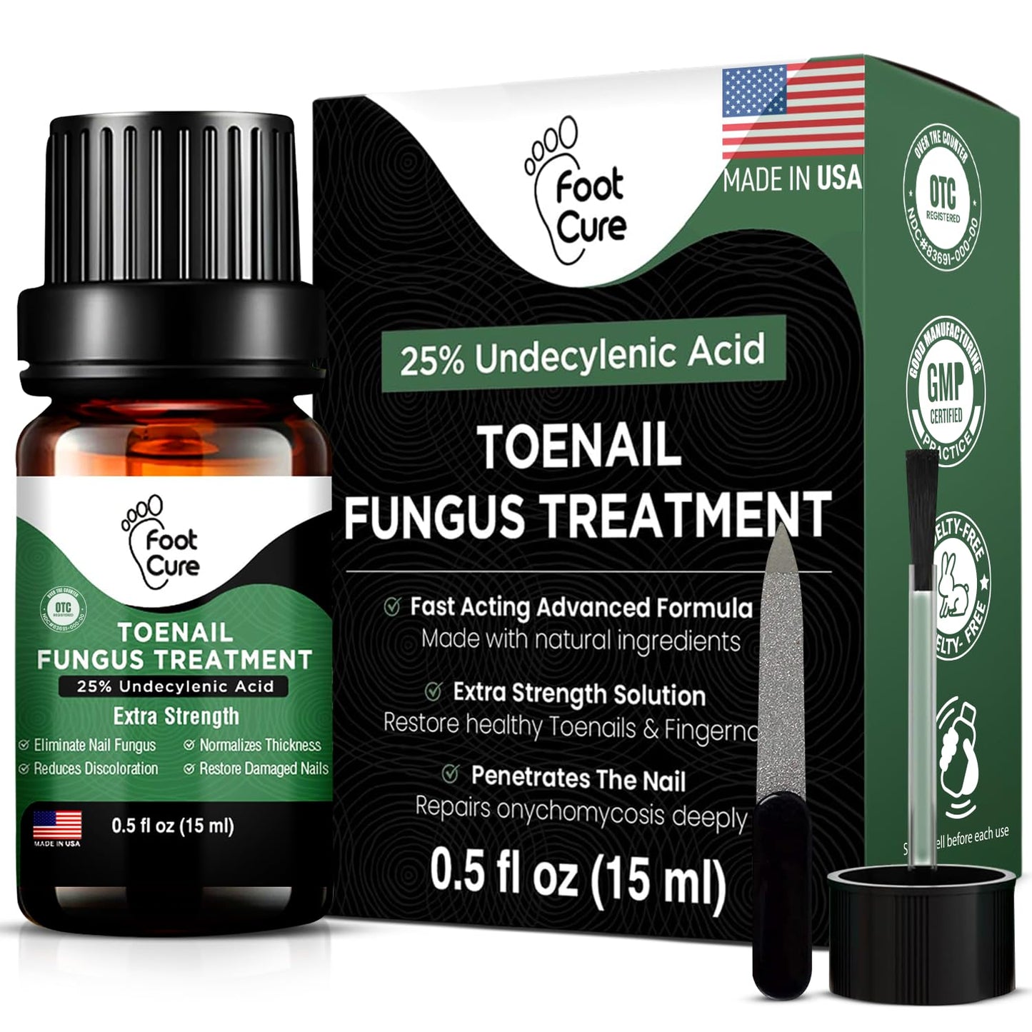 Foot Cure Toenail Fungus Treatment Extra Strength – Athletes Foot & Damaged Nail Repair | Made in USA