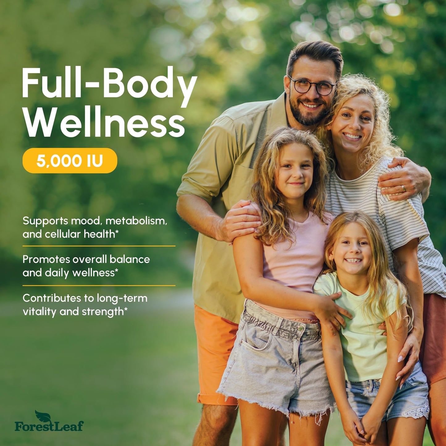 ForestLeaf Vitamin D3 5000 IU - 180 Count | Immune, Bone & Teeth Support