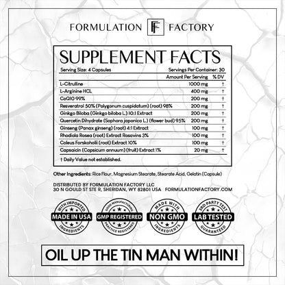 Formulation Factory Heart of Steel: 10-in-1 Nitric Oxide & Blood Pressure Support (240 Count, 2-Pack)