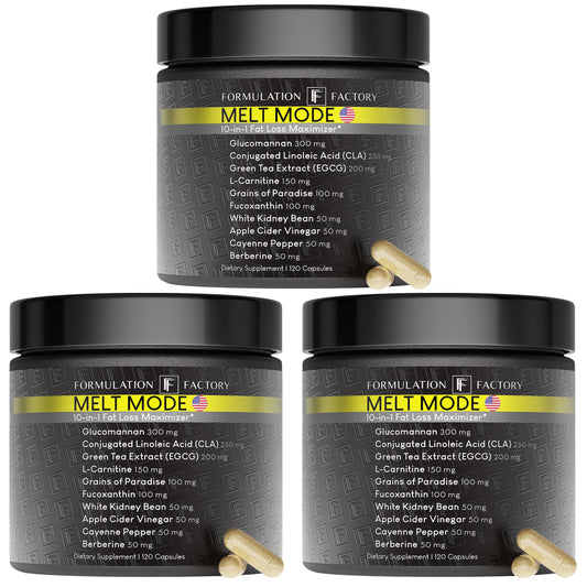 Formulation Factory Melt Mode 10-in-1 Metabolic Health & Energy Support | Green Tea, L-Carnitine, CLA, Glucomannan & More | Helps Support Appetite & Metabolism Balance | 360 Count (Pack of 3)