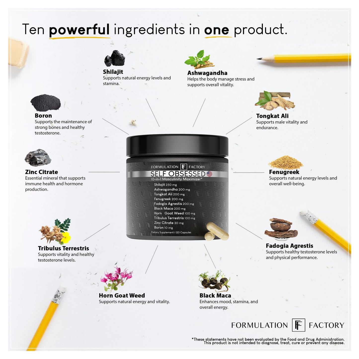 Formulation Factory Self Obsessed – 10-in-1 Masculine Vitality & Testosterone Support