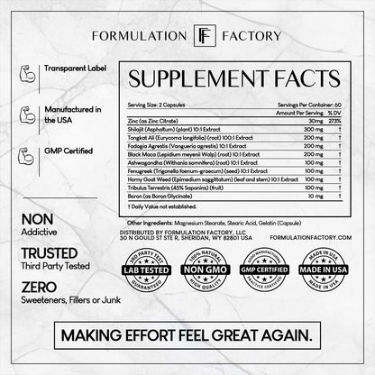 Formulation Factory Self Obsessed – 10-in-1 Masculine Vitality & Testosterone Support