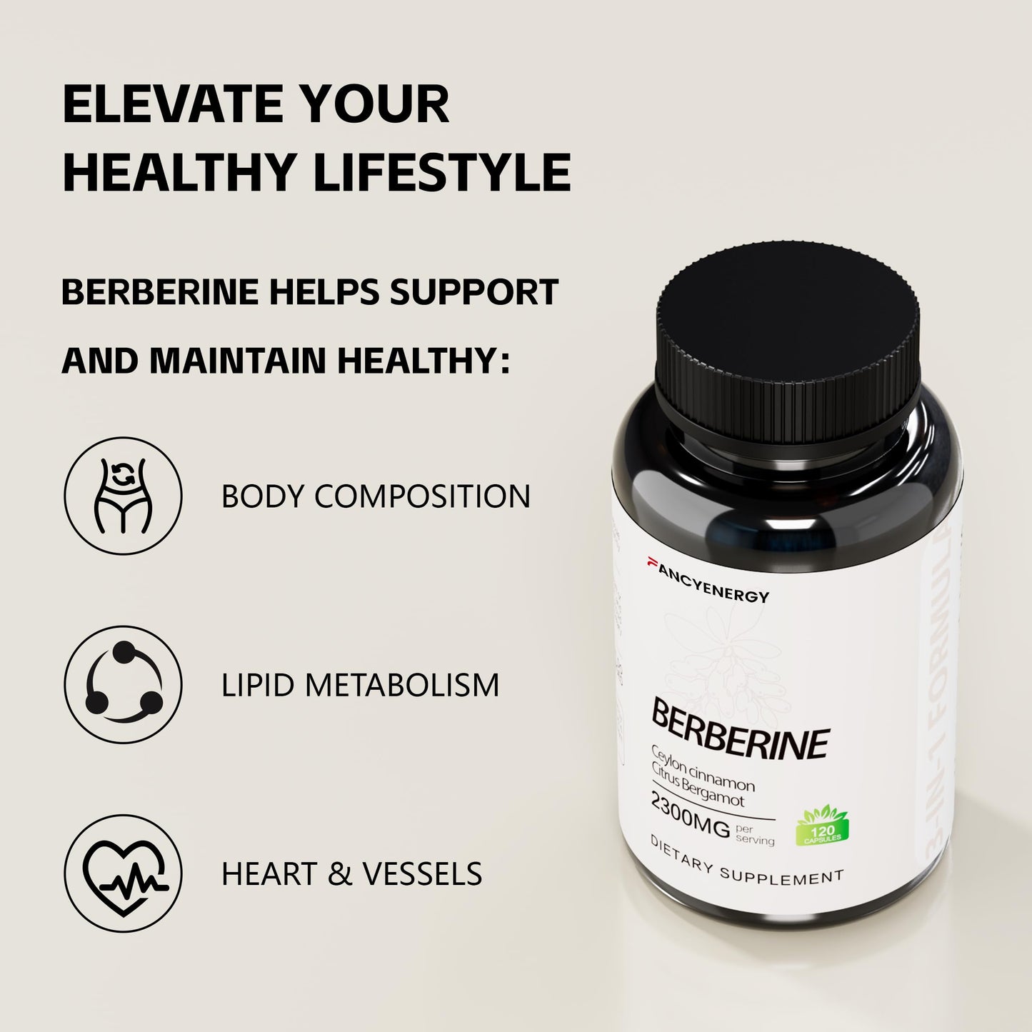 FraFr.gancia Berberine HCl with Ceylon Cinnamon & Citrus Bergamot – 120 Vegan Capsules