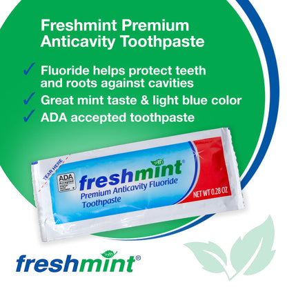Freshmint 250 Packets – 0.28 oz Premium ADA Accepted Fluoride Toothpaste (Single-Use)