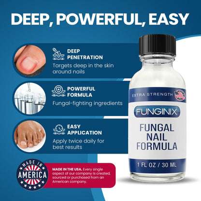 FUNGINIX Toenail Fungus Treatment Extra Strength – 10% Undecylenic Acid + Tea Tree Oil (Made in USA)