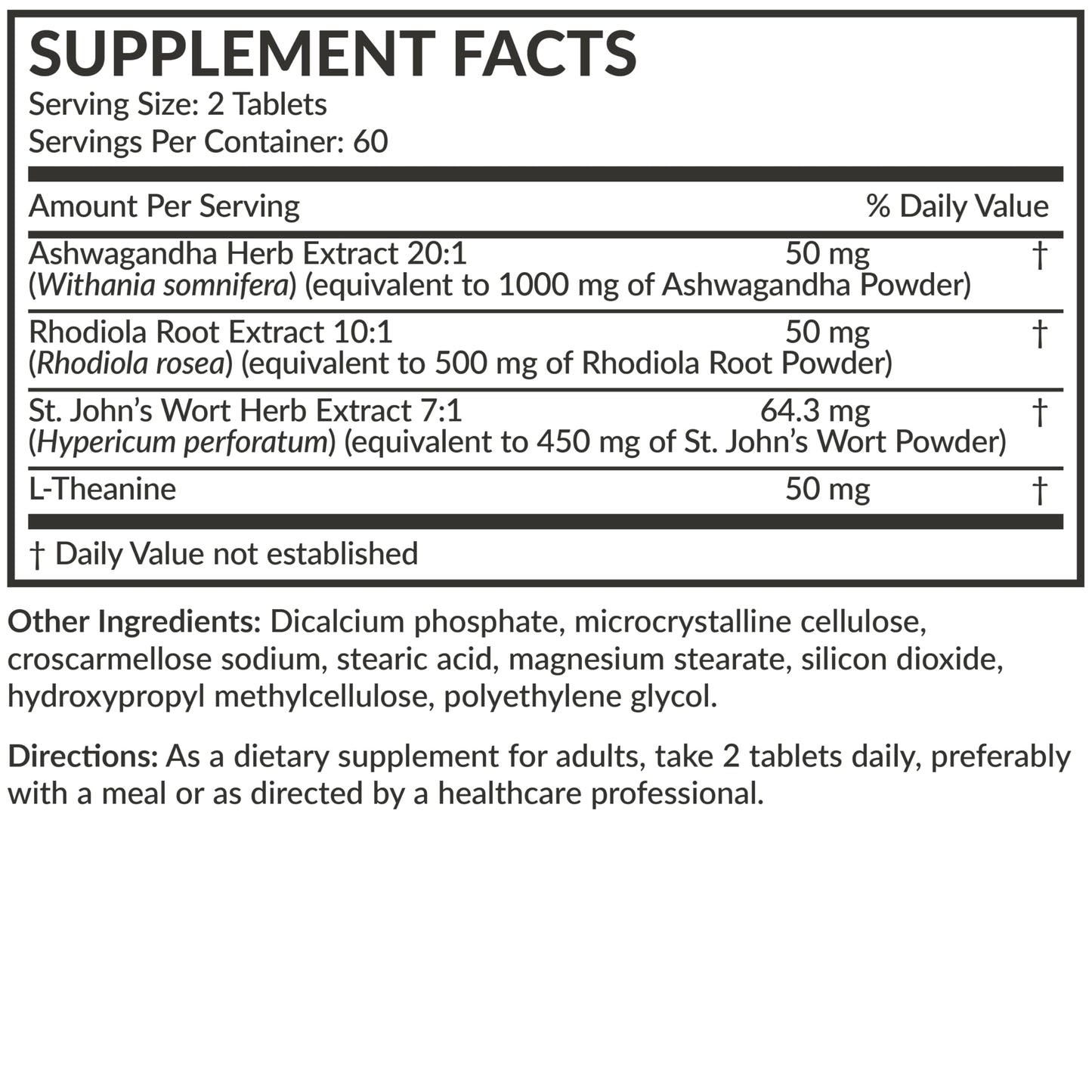Futurebiotics Chill Pill + Ashwagandha, Rhodiola, St. John’s Wort, & L-Theanine - Non-GMO, 120 Vegetarian Tablets