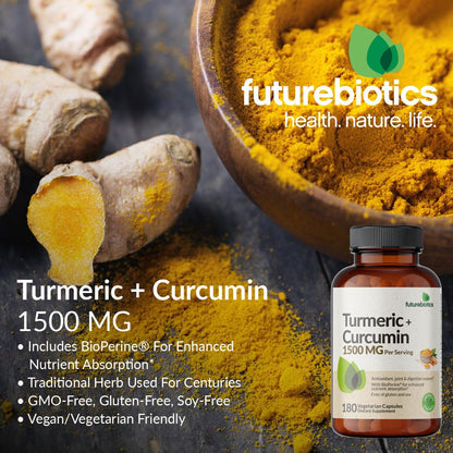 Futurebiotics Turmeric + Curcumin 1500 MG | Antioxidant and Joint Support | BioPerine