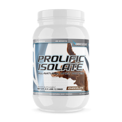 G6 Sports Prolific Isolate Whey Protein Powder – 25g Protein, 100 Calories, Gluten Free & Lactose Free, 2.5lb Jar, Chocolate