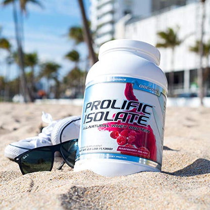 G6 Sports Prolific Isolate Whey Protein Powder – 25g Protein, 100 Calories, Gluten Free, Lactose Free, Soy Free, Stevia Sweetened, Raspberry Gelato – 2.5lb