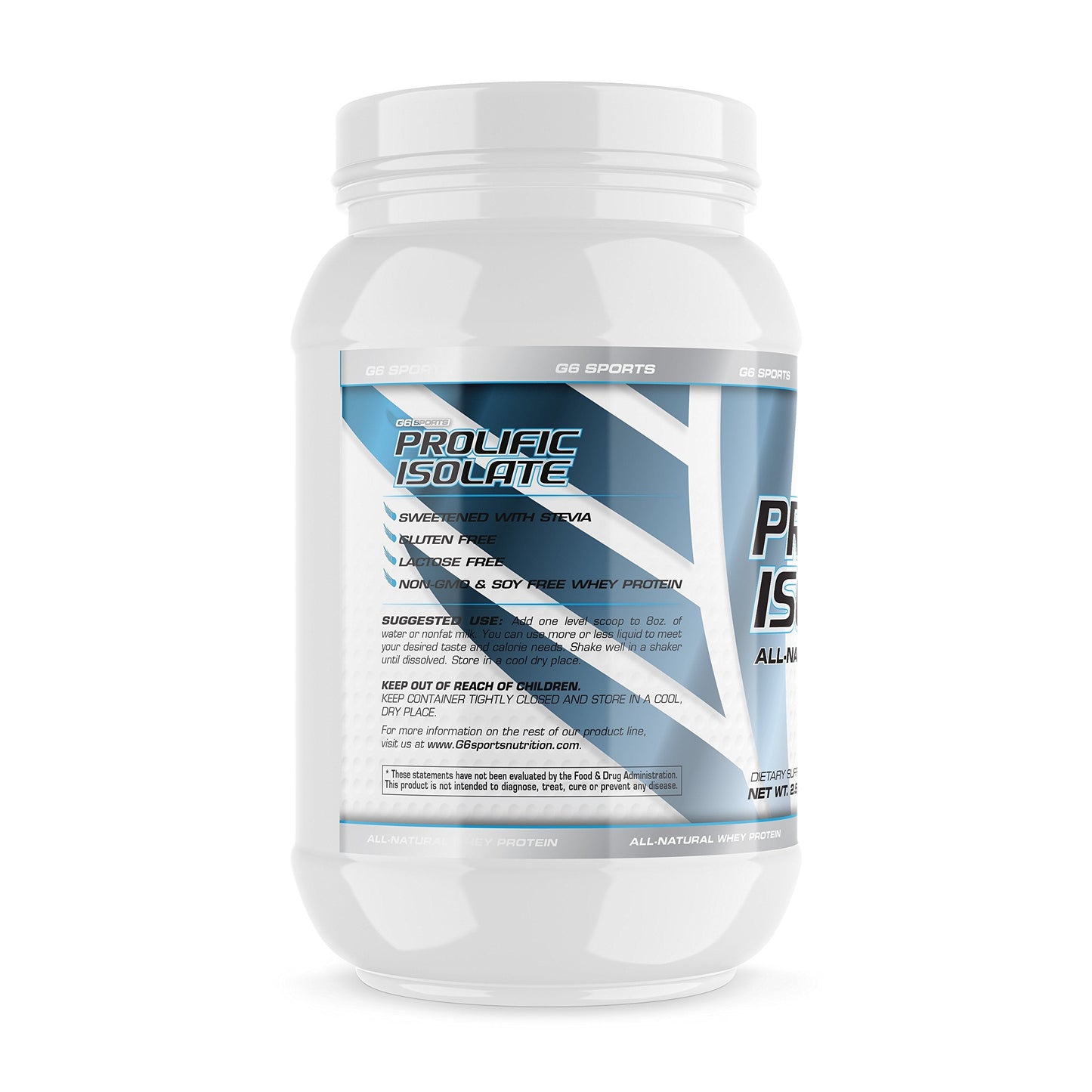 G6 Sports Prolific Isolate Whey Protein Powder – 25g Protein, 100 Calories, Gluten Free, Lactose Free, Soy Free, Stevia Sweetened – 2.5lb Jar – Chocolate Peanut Butter