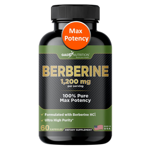 Gade Nutrition Berberine Supplement | Berberine HCl 1200 mg per Serving | Gluten Free, Non-GMO, Dairy Free | Made in USA