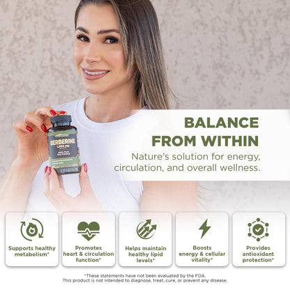 Gade Nutrition Berberine Supplement | Berberine HCl 1200 mg per Serving | Gluten Free, Non-GMO, Dairy Free | Made in USA