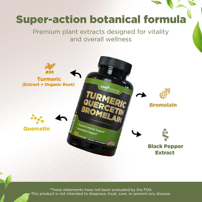 Gade Nutrition Turmeric Quercetin with Bromelain – Immune, Allergy & Joint Support | Non-GMO & Gluten-Free | Made in USA
